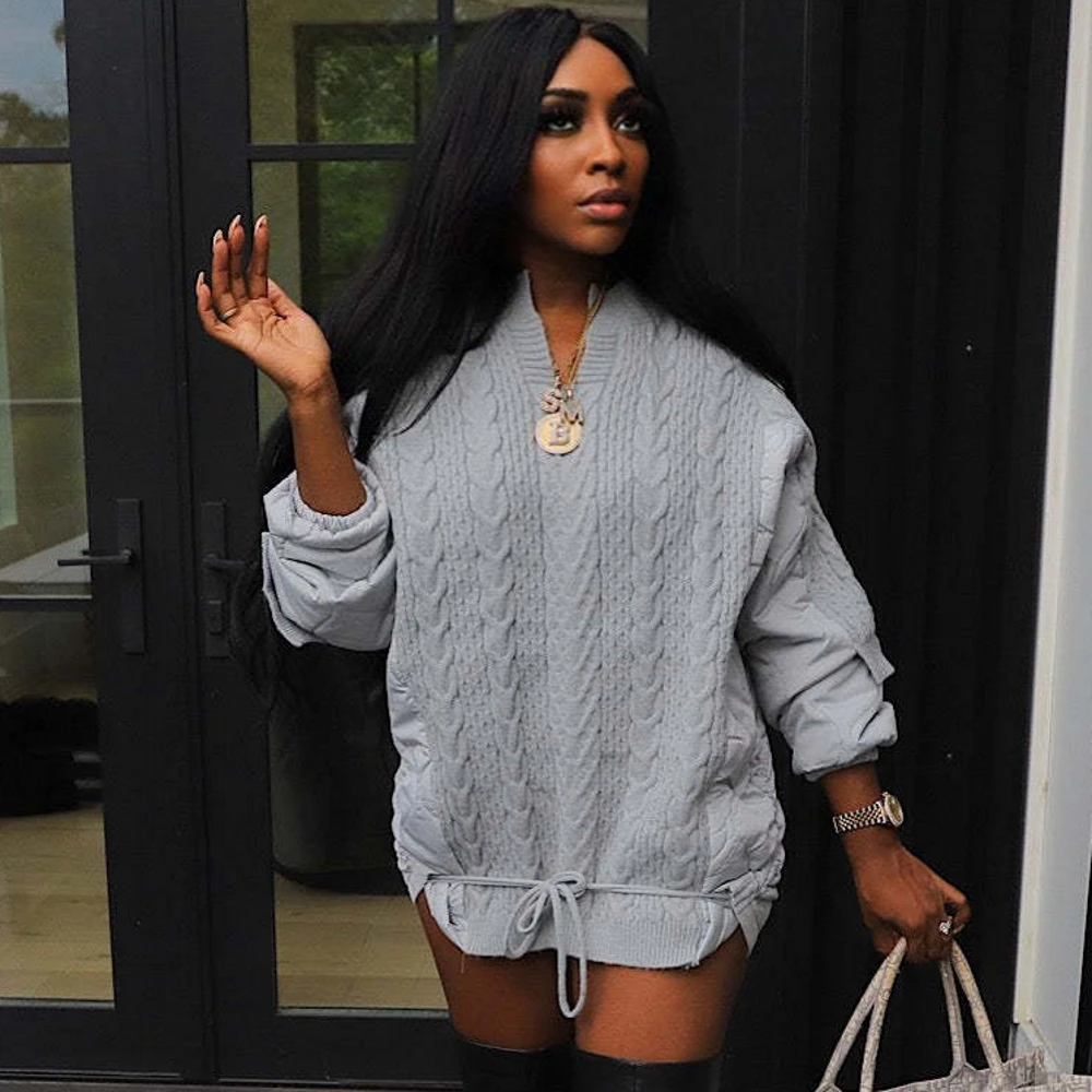2023 Autumn Winter Women Knit Parkas Ribbed Patchwork Long Sleeve Drawstring Hem V-Neck Sweater Style Parkas Coat Dresses
2023 Autumn Winter Women Knit Parkas Ribbed Patchwork Long Sleeve Drawstring Hem V-Neck Sweater Style Parkas Coat Dresses