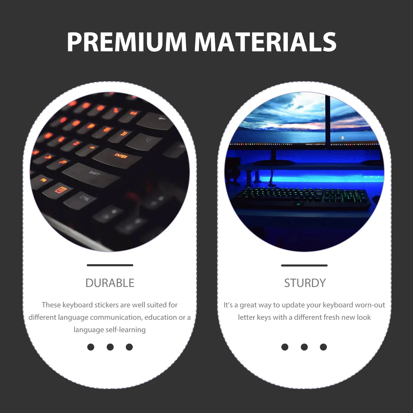 10Pcs Multi-Language Thai Keyboard Stickers Black White Lettering Convenient Replacement Keyboard Protector Laptop Notebook