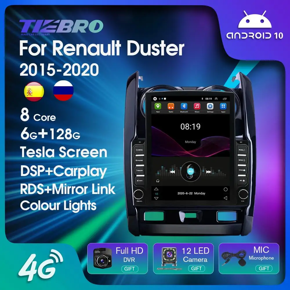 TIEBRO Tesla Style Screen Android 10 автомобильное радио для Renault Duster 2015-2020 Автомобильный мультимедийный плеер GPS Навигация стерео Carplay
TIEBRO Tesla Style Screen Android 10 автомобильное радио для Renault Duster 2015-2020 Автомобильный мультимедийный плеер GPS Навигация стерео Carplay