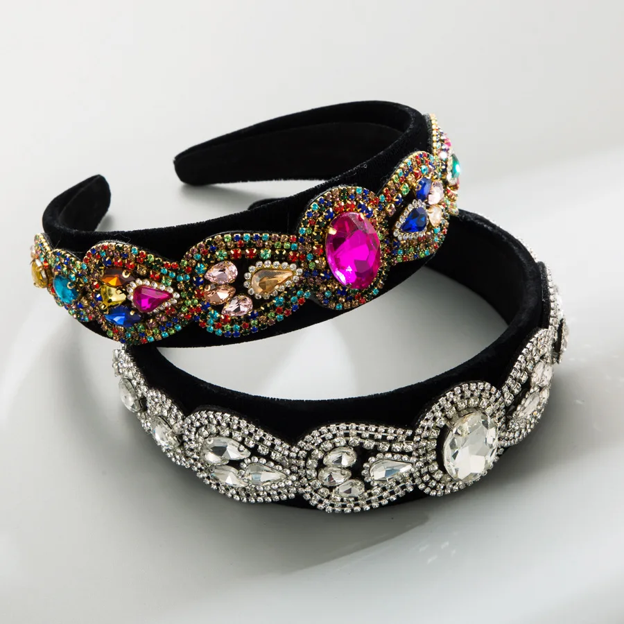 Luxury Velvet Padded Headband Rainbow Rhinestone Oval Gemstone Hairband Sparkling Statement Wedding Tiara Evening Party Crown
Luxury Velvet Padded Headband Rainbow Rhinestone Oval Gemstone Hairband Sparkling Statement Wedding Tiara Evening Party Crown