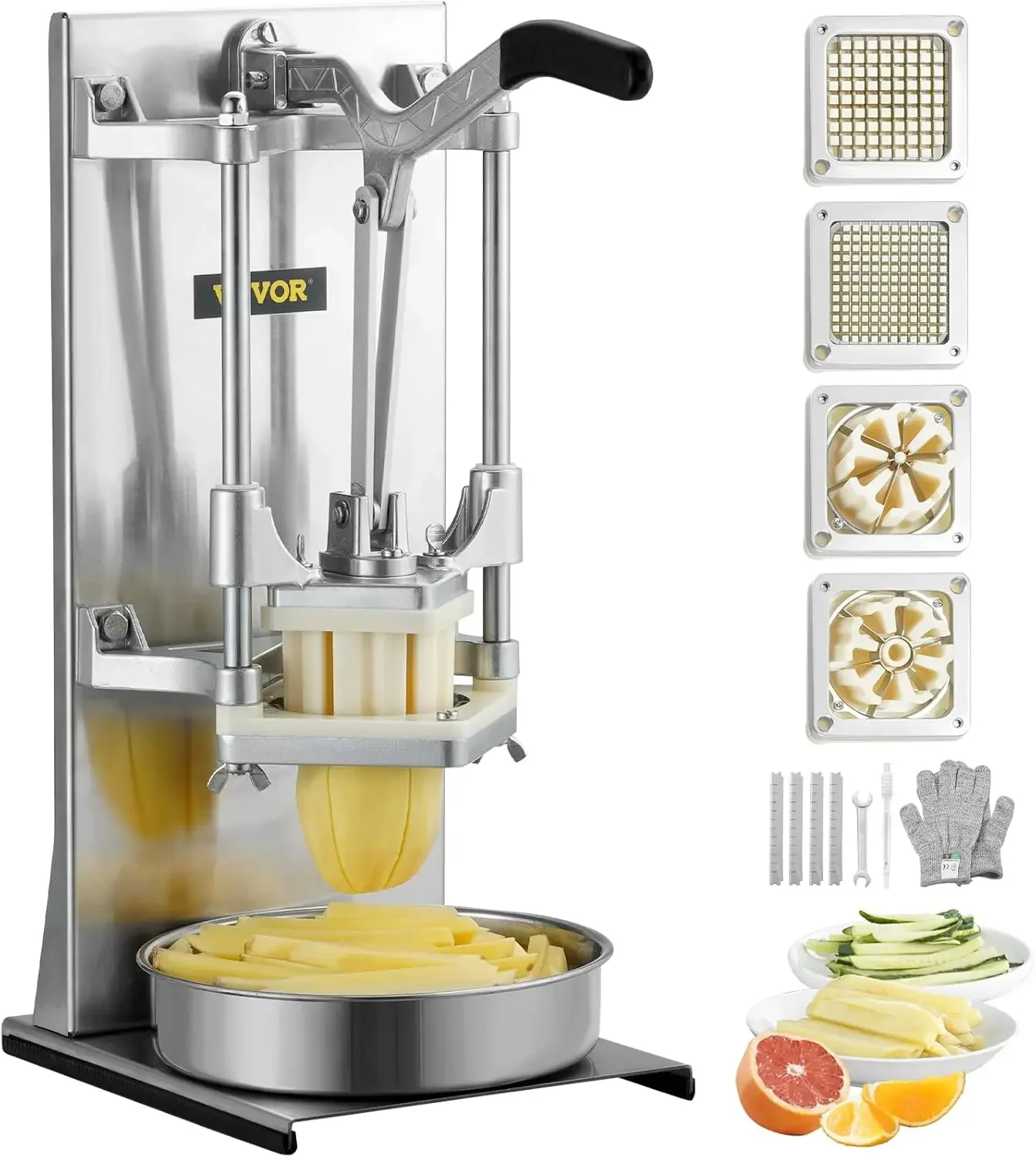 Commercial French Fry Cutter with 4 Replacement Blades, 1/4 and 3/8 Blade Easy Dicer Chopper, 6-wedge Slicer and 6-wedge Apple
Commercial French Fry Cutter with 4 Replacement Blades, 1/4 and 3/8 Blade Easy Dicer Chopper, 6-wedge Slicer and 6-wedge Apple