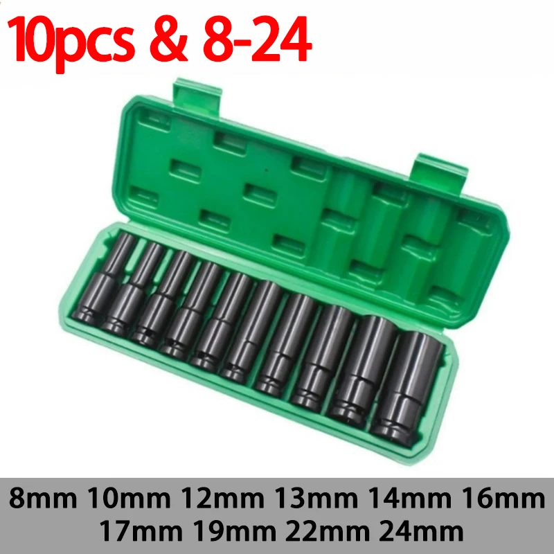 10pcs 1/2" Drive Deep Impact Socket Set Drive Metric Wrench Socket Deep Impact Socket Pneumatic Wrench Head Tire Removal Tools
10pcs 1/2" Drive Deep Impact Socket Set Drive Metric Wrench Socket Deep Impact Socket Pneumatic Wrench Head Tire Removal Tools