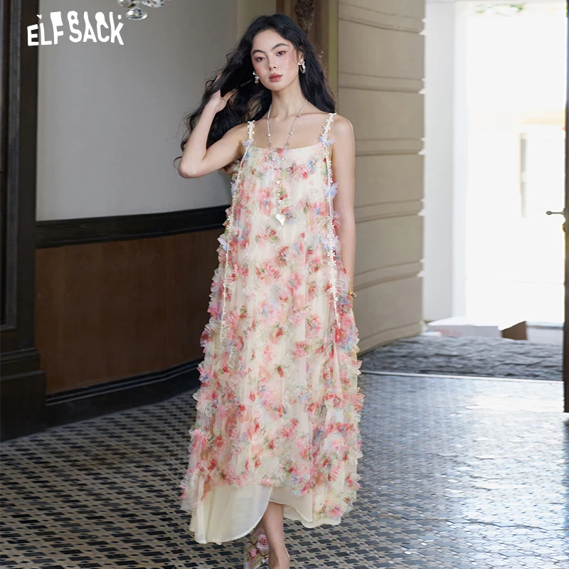 ELFSACK Women's Sweet Floral Butterfly Print Cami Maxi Dress, Oversized A-Line Sleeveless Summer Dress with Knit Strap
ELFSACK Women's Sweet Floral Butterfly Print Cami Maxi Dress, Oversized A-Line Sleeveless Summer Dress with Knit Strap