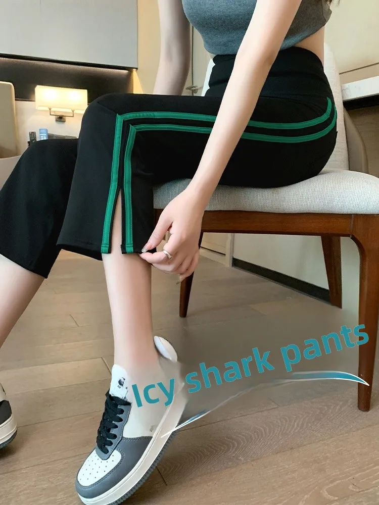 Женские летние тонкие брюки для йоги с высокой талией, облегающие леггинсы в семи футов с боковой полоской и разрезом на животе, эластичные леггинсы
Женские летние тонкие брюки для йоги с высокой талией, облегающие леггинсы в семи футов с боковой полоской и разрезом на животе, эластичные леггинсы