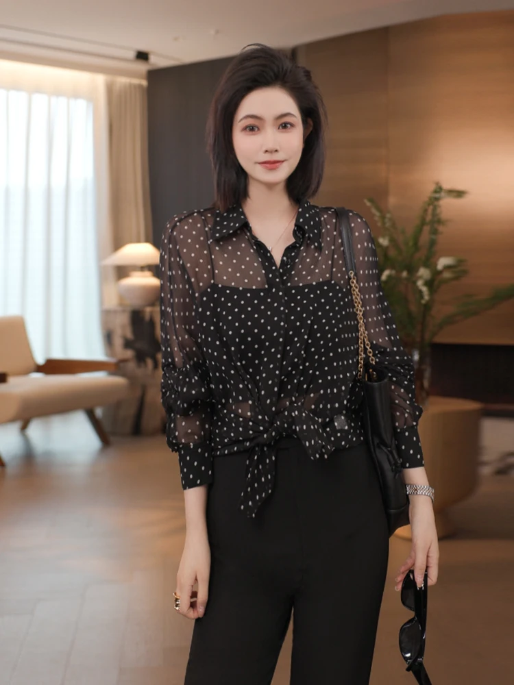 the Meng Tianxing 8 Mm Silk Polka Dot Casual Shirt Women's Elegant Luxury Lightweight Loose Fit Long Sleeve Button up
the Meng Tianxing 8 Mm Silk Polka Dot Casual Shirt Women's Elegant Luxury Lightweight Loose Fit Long Sleeve Button up