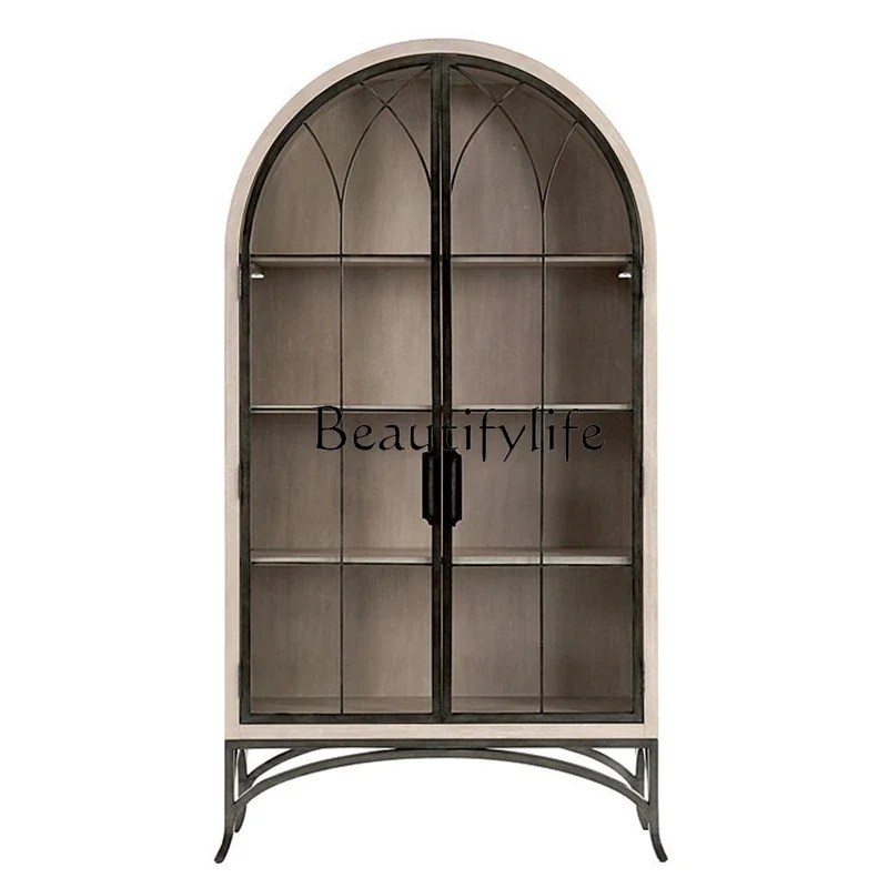 S French Retro Glass Door Cabinet Guest Restaurant Wine Cabinet Country Solid Wood Bookcase Display Cabinet
S French Retro Glass Door Cabinet Guest Restaurant Wine Cabinet Country Solid Wood Bookcase Display Cabinet