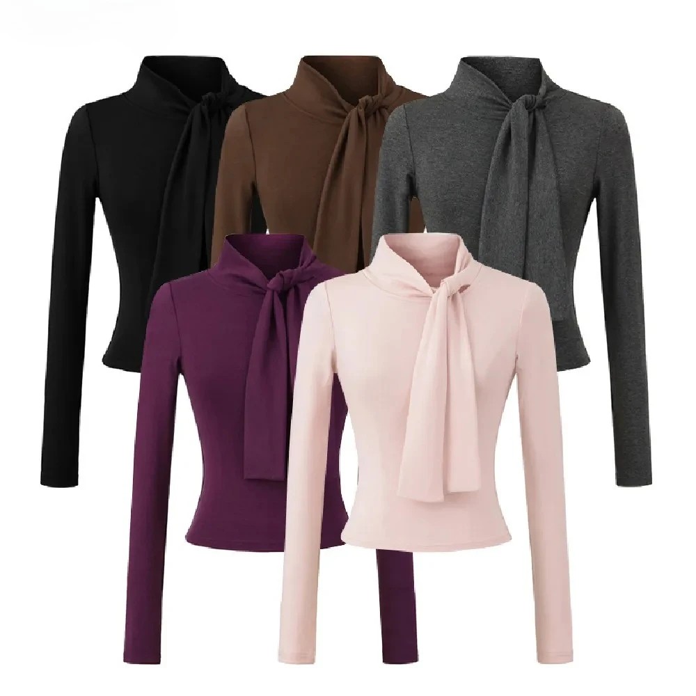 2025 Sexy Women Tie Bow High Collar Knitted Viscose Cotton Full Sleeve T shirt Slim tees Skinny Base Top Korean Clothes
2025 Sexy Women Tie Bow High Collar Knitted Viscose Cotton Full Sleeve T shirt Slim tees Skinny Base Top Korean Clothes