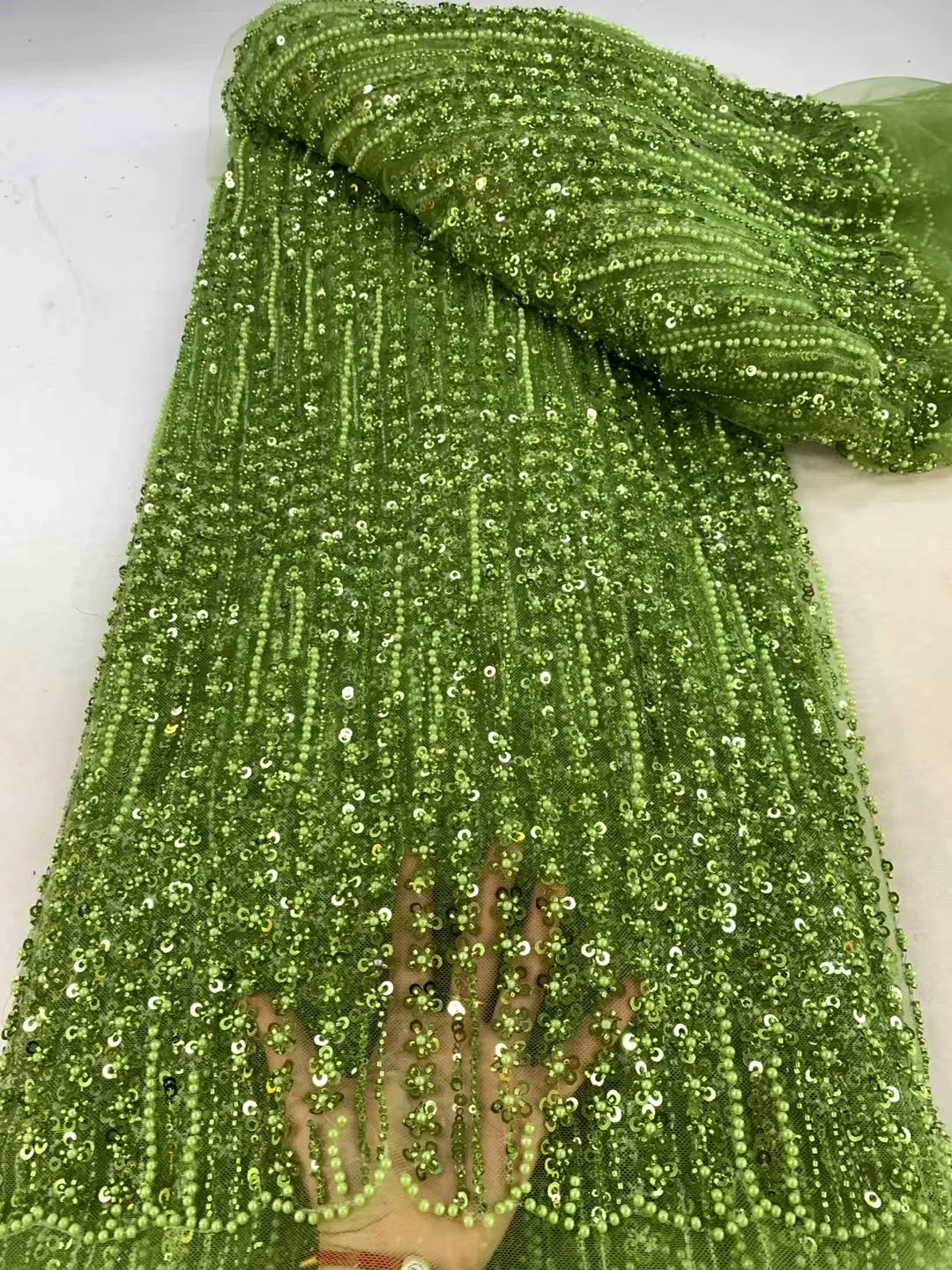 Green African Beaded Lace Fabric 2025 High Quality French Luxury Beads Nigerian Sequins Tulle Lace Fabric for Wedding Dresses
Green African Beaded Lace Fabric 2025 High Quality French Luxury Beads Nigerian Sequins Tulle Lace Fabric for Wedding Dresses