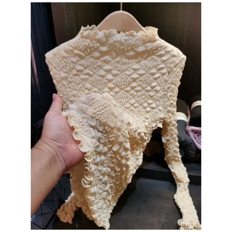 Плиссированная футболка Miyake 2026: Новая облегающая легкая блузка с воротником-стойкой, топ с длинными рукавами, эластичная женская одежда
Плиссированная футболка Miyake 2026: Новая облегающая легкая блузка с воротником-стойкой, топ с длинными рукавами, эластичная женская одежда