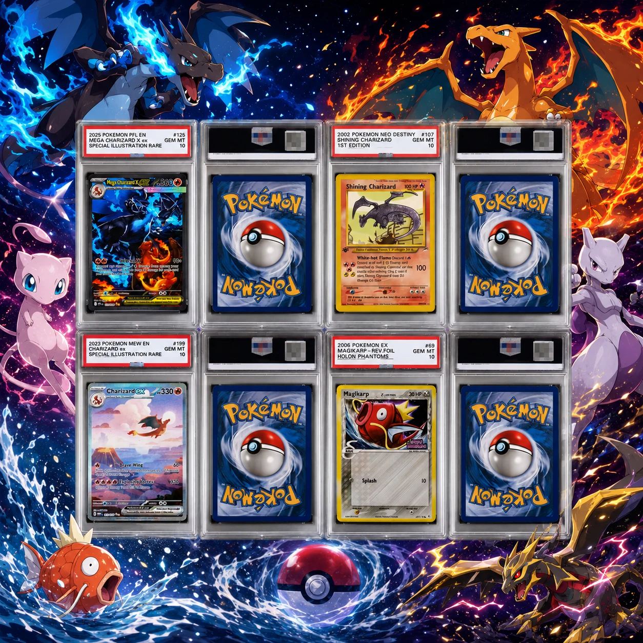 DIY PTCG Rating Card Collection Card Japanese Shining Charizard Magikarp Anime Card Flash Card 10Points Rating Card Labels Card
DIY PTCG Rating Card Collection Card Japanese Shining Charizard Magikarp Anime Card Flash Card 10Points Rating Card Labels Card