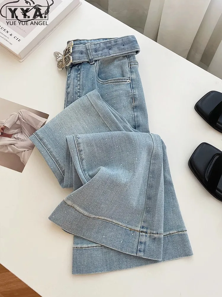 Summer Women Vintage Diamonds Beading Wide Leg Pants Belted High Waist Long Jeans Casual Slim Fit Flare Denim Pants Streetwear
Summer Women Vintage Diamonds Beading Wide Leg Pants Belted High Waist Long Jeans Casual Slim Fit Flare Denim Pants Streetwear