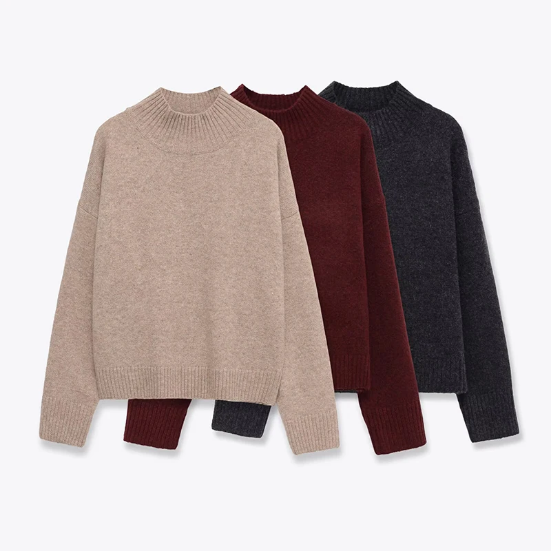 Soft Stand Up Collar Knitted Pullover Women Spring Autumn Long Sleeve Solid Casual Sweater
Soft Stand Up Collar Knitted Pullover Women Spring Autumn Long Sleeve Solid Casual Sweater