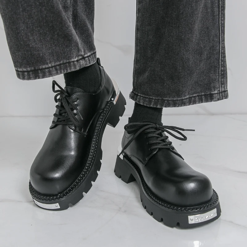 Men's Casual Leather Shoes Big Head Derby Thick Bottom Heightening British Style Work Shoes Anti-slip Rubber Sole Zapatillas
Men's Casual Leather Shoes Big Head Derby Thick Bottom Heightening British Style Work Shoes Anti-slip Rubber Sole Zapatillas