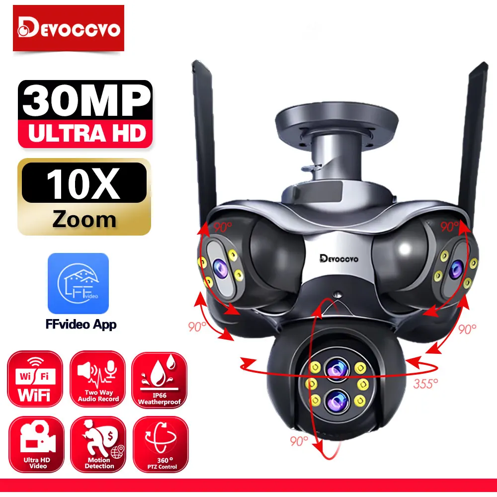 CCTV Video Surveillance 10x Zoom 30MP Wifi Panoramic Security Camera Outdoor 6 Lens 5 Screens Auto Tracking Wireless PTZ Camera
CCTV Video Surveillance 10x Zoom 30MP Wifi Panoramic Security Camera Outdoor 6 Lens 5 Screens Auto Tracking Wireless PTZ Camera