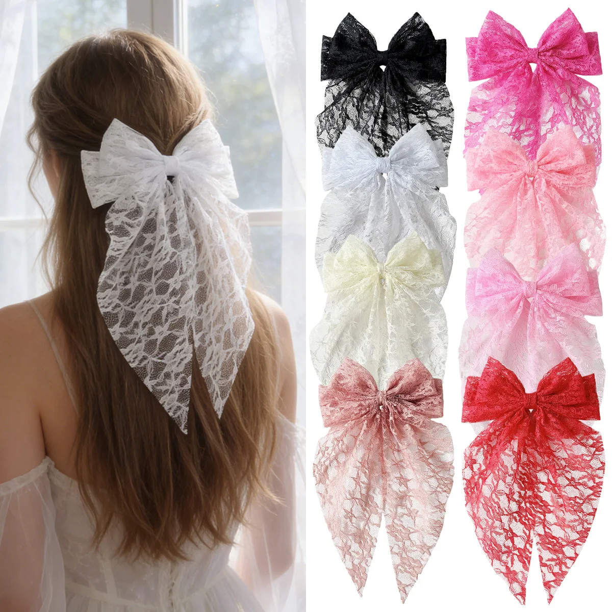 Elegant Lace Bow Spring Hair Clip Sweet and Temperament Super Fairy Back Head Ponytail Clip for Girls Hair Styling Accessories
Elegant Lace Bow Spring Hair Clip Sweet and Temperament Super Fairy Back Head Ponytail Clip for Girls Hair Styling Accessories