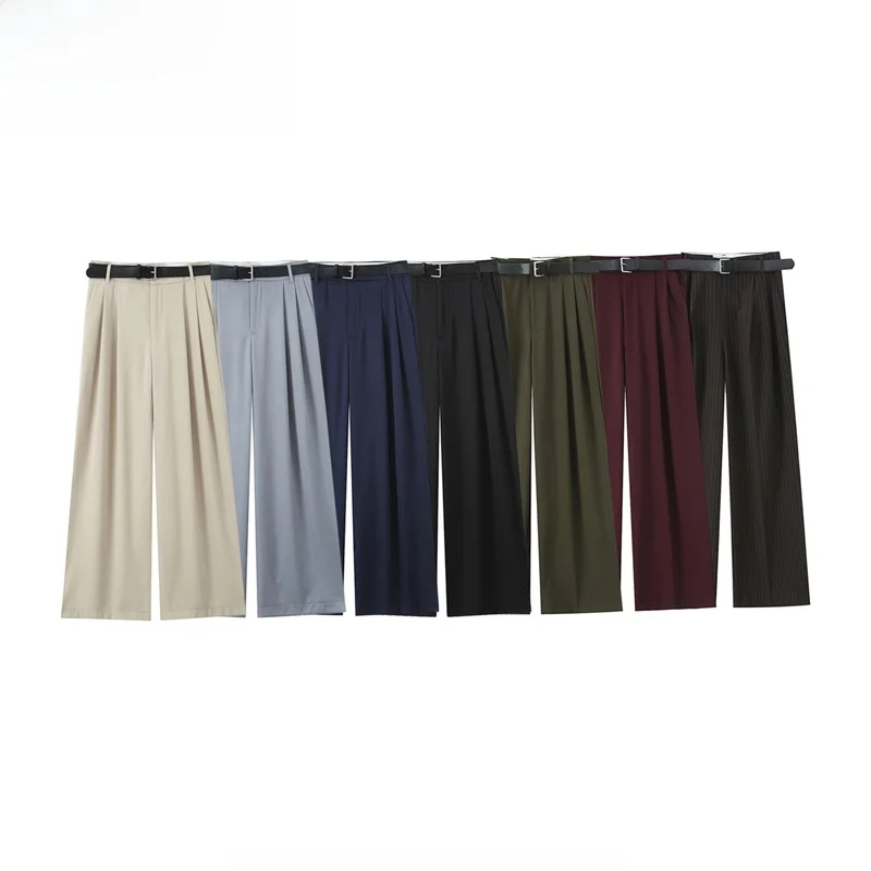 ZBZR Spring New Women's Faion Simple Multi-Color Pleated Belted Long Pants Straight Leg Casual Trousers Commute Sle Polye...
ZBZR Spring New Women's Faion Simple Multi-Color Pleated Belted Long Pants Straight Leg Casual Trousers Commute Sle Polye...