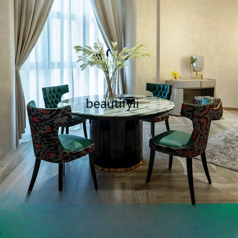 D80 Dining table Italian light luxury, round dining table natural marble, with turntable
D80 Dining table Italian light luxury, round dining table natural marble, with turntable