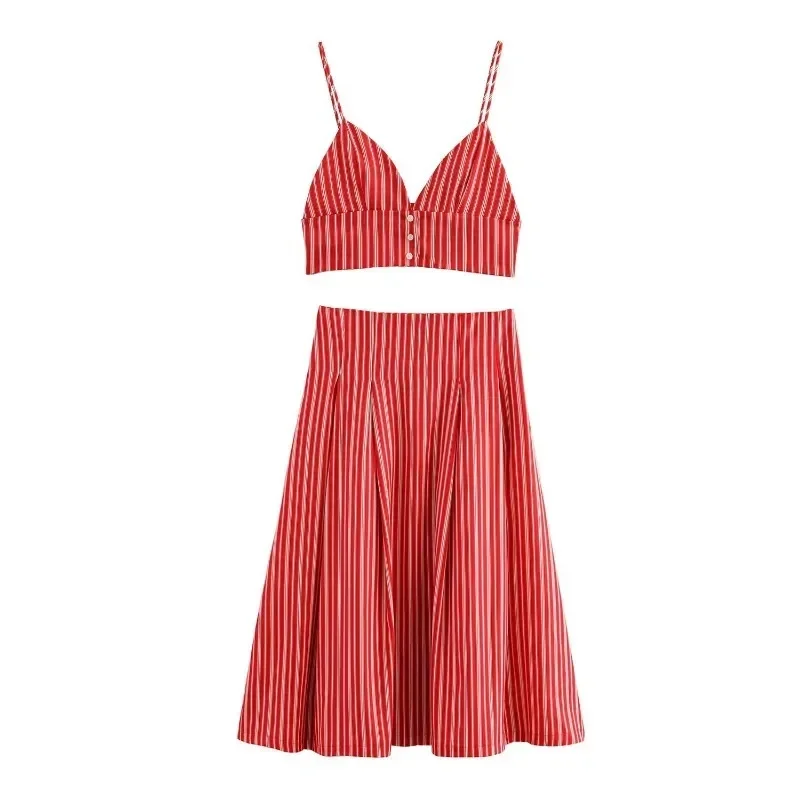 Striped Two-Piece Set 2025 Summer Strapless V-Neck High Waist A-Line Midi Skirt Beach Vacation Outfit
Striped Two-Piece Set 2025 Summer Strapless V-Neck High Waist A-Line Midi Skirt Beach Vacation Outfit