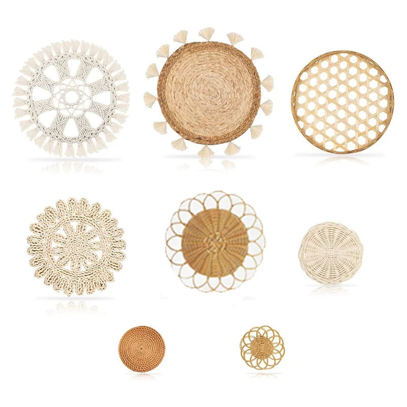 【People Favorite】8 Pack Boho Wall Basket Decor,Flat Woven Baskets Hanging Round Tassels White Macrame Tapestry Wall Art
【People Favorite】8 Pack Boho Wall Basket Decor,Flat Woven Baskets Hanging Round Tassels White Macrame Tapestry Wall Art