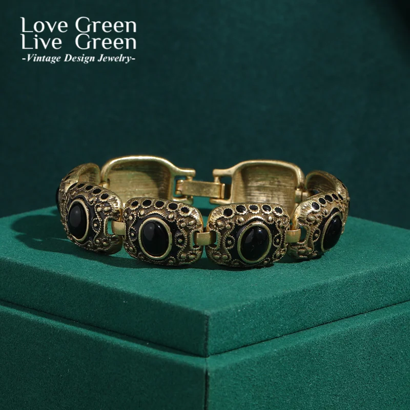 Black Agate Vintage Bracelet Woman Oval Bangle Antique Gold Color Carving Square Wrist Jewelry Accessories Retro 2025 Trend
Black Agate Vintage Bracelet Woman Oval Bangle Antique Gold Color Carving Square Wrist Jewelry Accessories Retro 2025 Trend