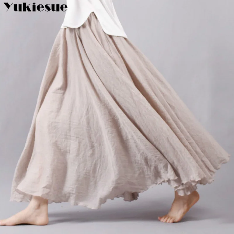 2020 Women Linen Cotton Long Skirts Elastic Waist Pleated Maxi Skirts Beach Boho loose Vintage Summer Skirts Faldas Saia
2020 Women Linen Cotton Long Skirts Elastic Waist Pleated Maxi Skirts Beach Boho loose Vintage Summer Skirts Faldas Saia