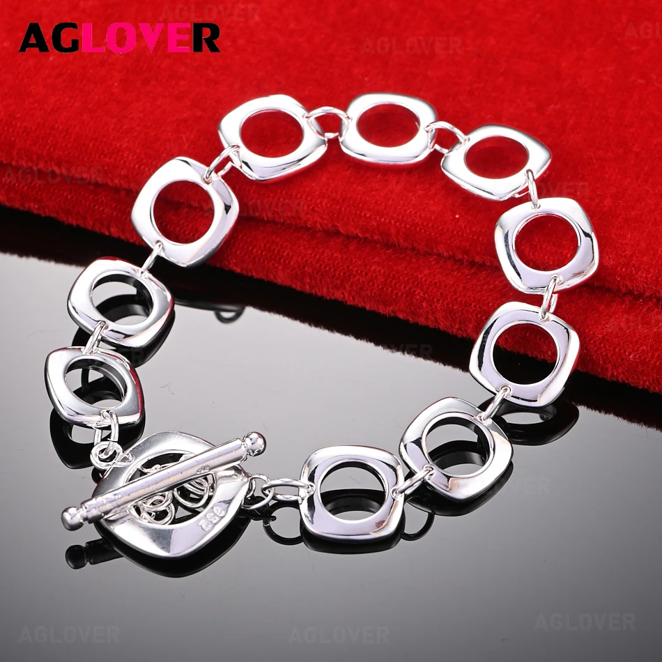 AGLOVER 925 Sterling Silver Square Hollow Ring Ot Buckle Bracelet Cute Women All-Match Party Jewelry
AGLOVER 925 Sterling Silver Square Hollow Ring Ot Buckle Bracelet Cute Women All-Match Party Jewelry