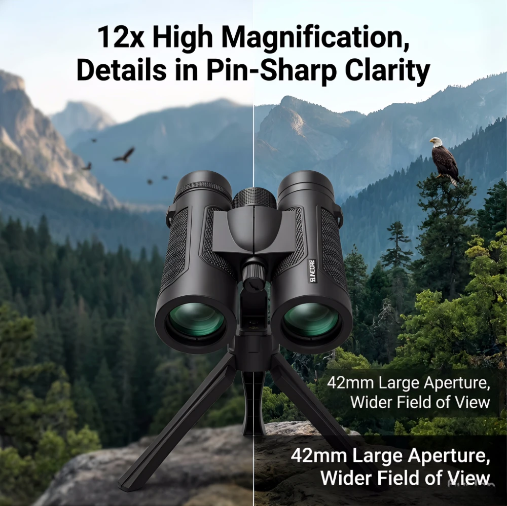 12x42 Portable Binoculars with Phone Clip for Hunting & Outdoor Travel
12x42 Portable Binoculars with Phone Clip for Hunting & Outdoor Travel