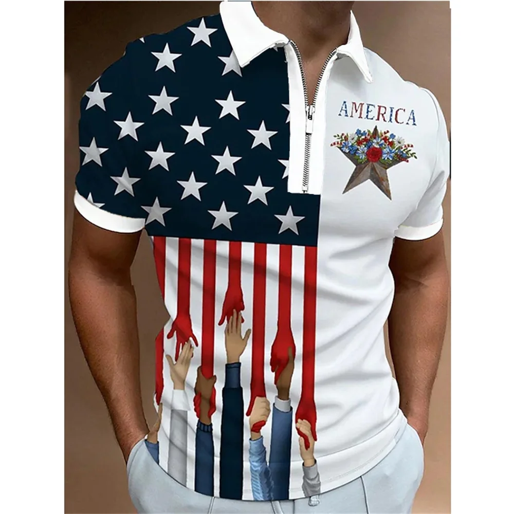American Flag 3D Printed Summer Men's Zipper Collar Polo Shirt Casual Short Sleeve Oversized Tops Fashion Golf Wear
American Flag 3D Printed Summer Men's Zipper Collar Polo Shirt Casual Short Sleeve Oversized Tops Fashion Golf Wear