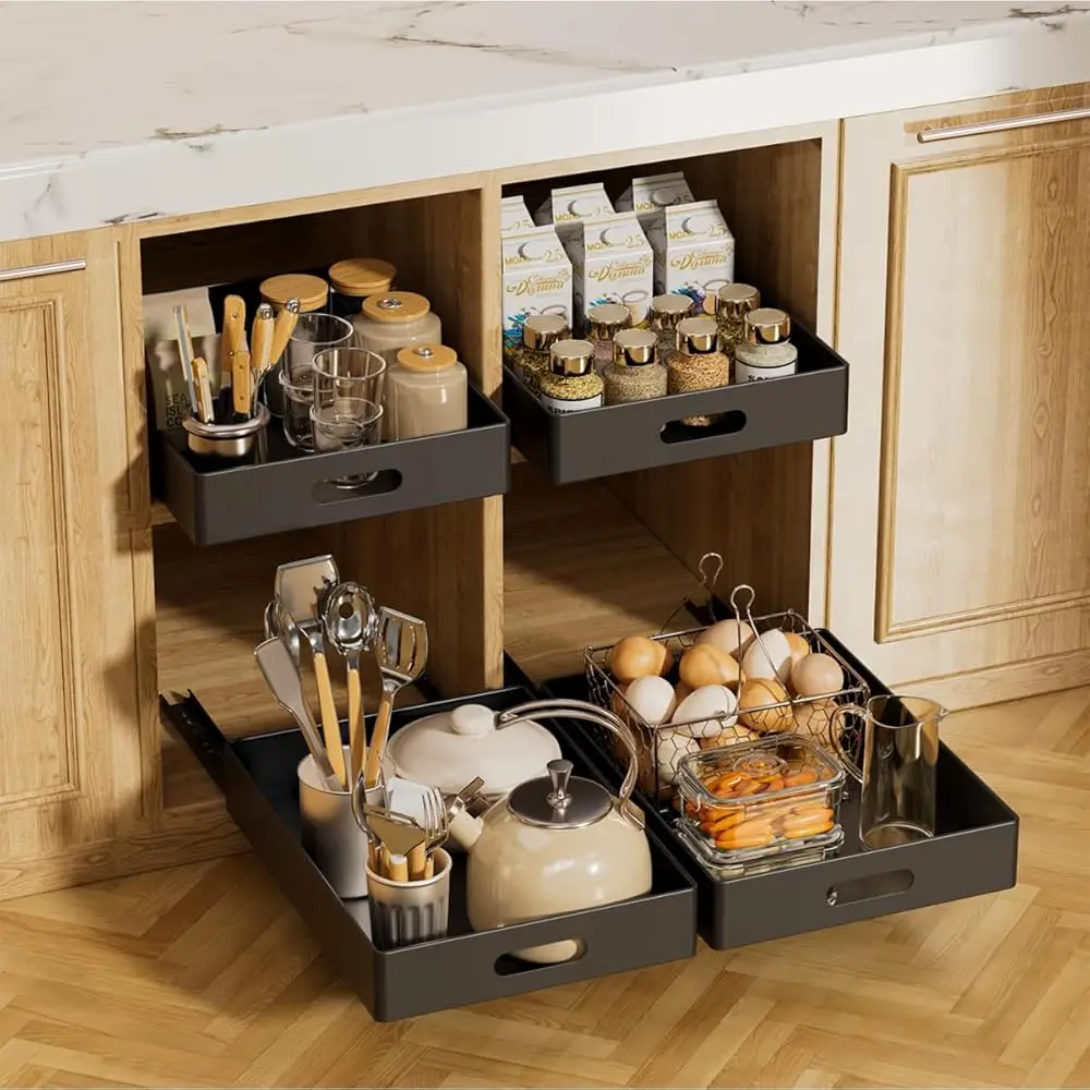 Upgrade Pull Out Cabinet Organizer Fixed With Adhesive Nano Film, Heavy Duty Slide Out Pantry Shelves, Sliding Drawer Pantry
Upgrade Pull Out Cabinet Organizer Fixed With Adhesive Nano Film, Heavy Duty Slide Out Pantry Shelves, Sliding Drawer Pantry