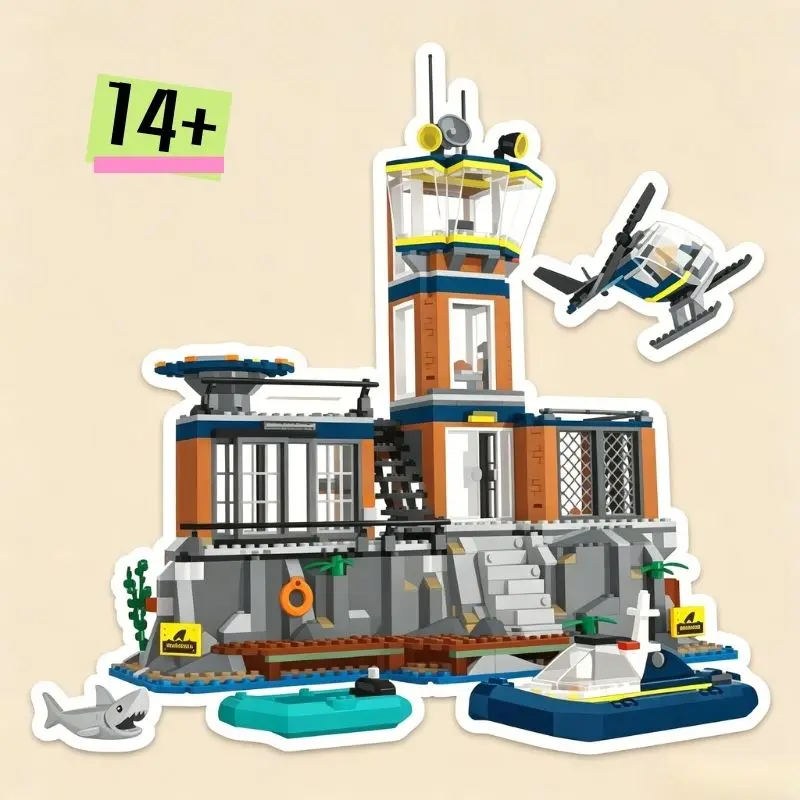 New Spot Police Station Helicopter Sea Prison Island Building Sets 980PCS City Series Brick Toy Birthday Gifts
New Spot Police Station Helicopter Sea Prison Island Building Sets 980PCS City Series Brick Toy Birthday Gifts