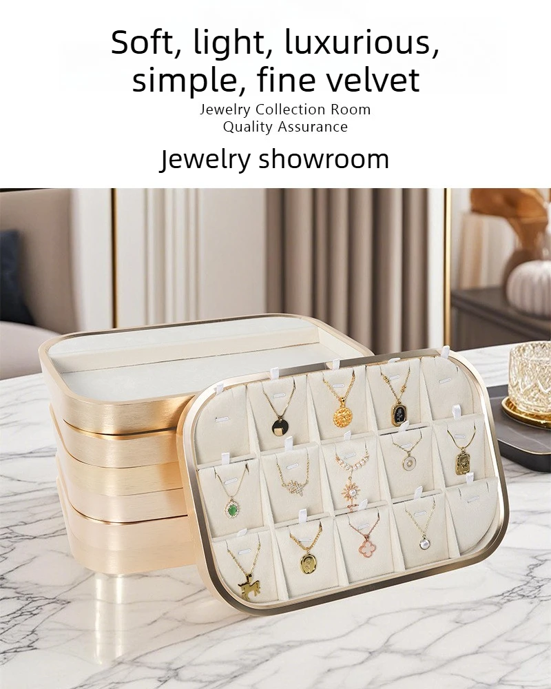 Beige Velvet Luxury Metal Jewelry Display Tray, High Quality Microfibre Jewellery Storage for Necklace & Ring, Home|Shop Props
Beige Velvet Luxury Metal Jewelry Display Tray, High Quality Microfibre Jewellery Storage for Necklace & Ring, Home|Shop Props