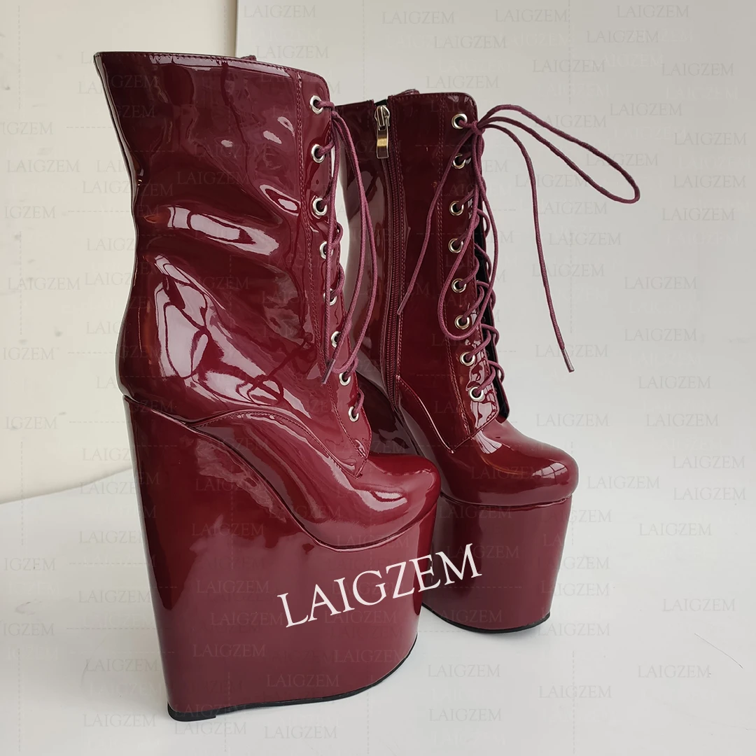 DOHBANER Women Ankle Boots Platform Wedges Side Zip Up Handmade Booties 20CM High Heels Ladies Shoes Woman Plus Size 39 41 44 47
DOHBANER Women Ankle Boots Platform Wedges Side Zip Up Handmade Booties 20CM High Heels Ladies Shoes Woman Plus Size 39 41 44 47