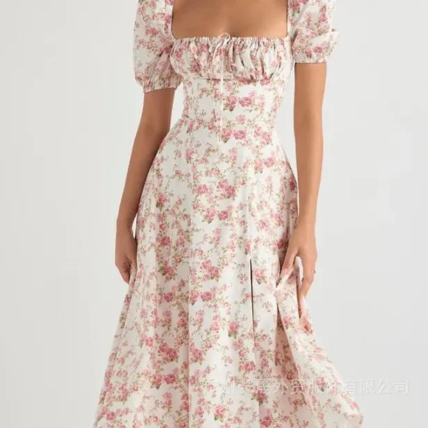 2025 Summer Hot Selling New Style Bubble Sleeve High Waist Slimming Printed Dress Medium Long Dress Dress Robe Vestido Women
2025 Summer Hot Selling New Style Bubble Sleeve High Waist Slimming Printed Dress Medium Long Dress Dress Robe Vestido Women