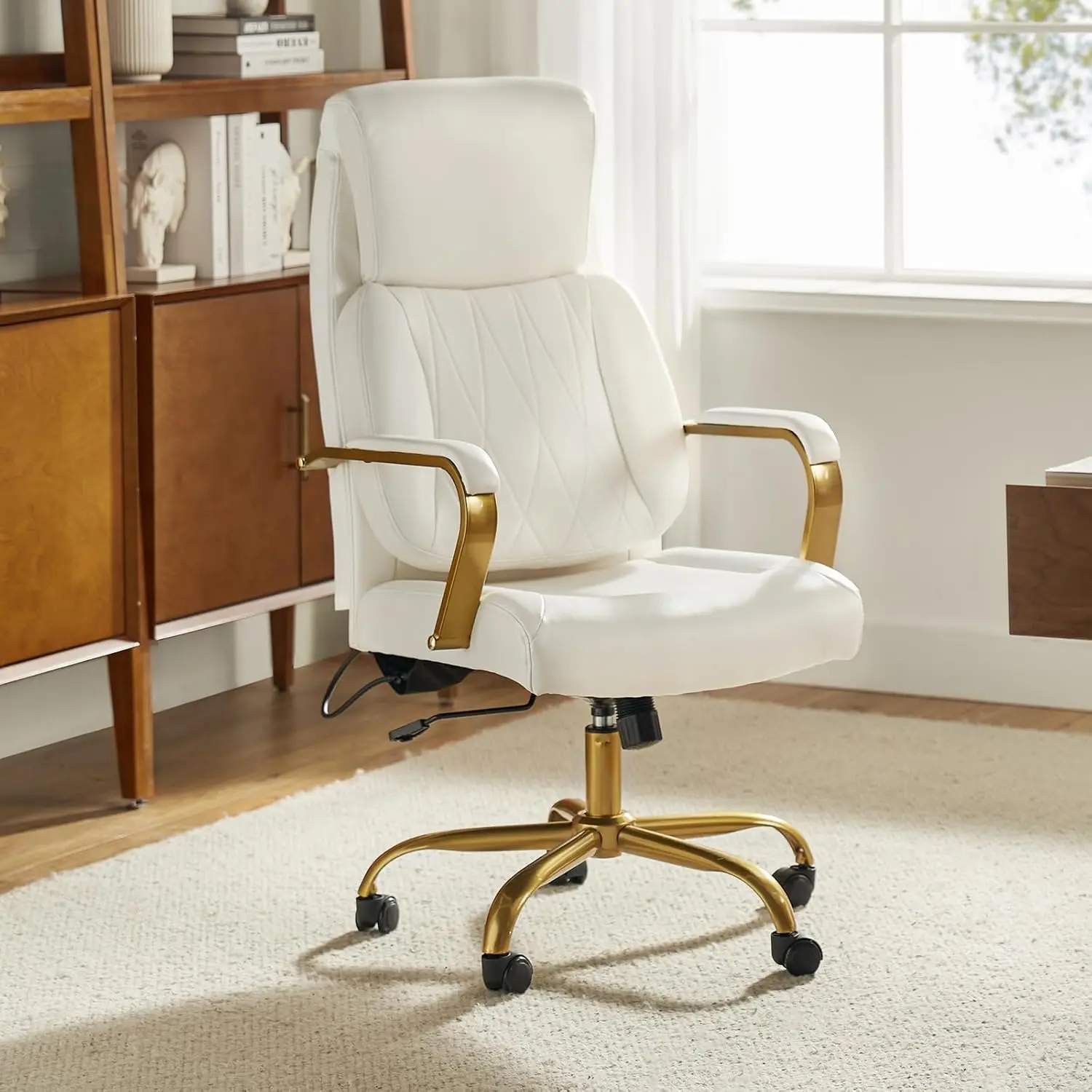 Executive Office Chair with Adjustable Lumbar Support, Leather Ergonomic Office Chair with Padded Armrests, Tilt, Customized
Executive Office Chair with Adjustable Lumbar Support, Leather Ergonomic Office Chair with Padded Armrests, Tilt, Customized