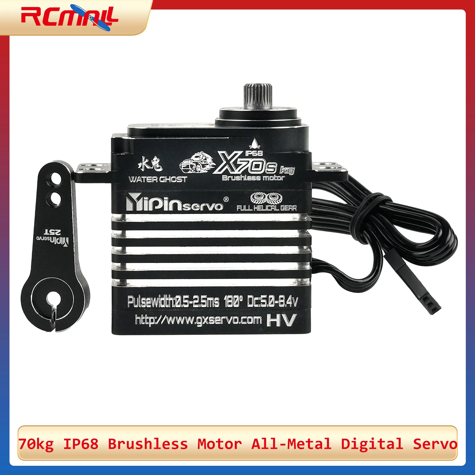 70KG 5.0-8.4V X70 High Torque All-Metal Digital Servo Brushless Motor 180 Degree Angle Control Steel Gears Waterproof IP68 Servo
70KG 5.0-8.4V X70 High Torque All-Metal Digital Servo Brushless Motor 180 Degree Angle Control Steel Gears Waterproof IP68 Servo