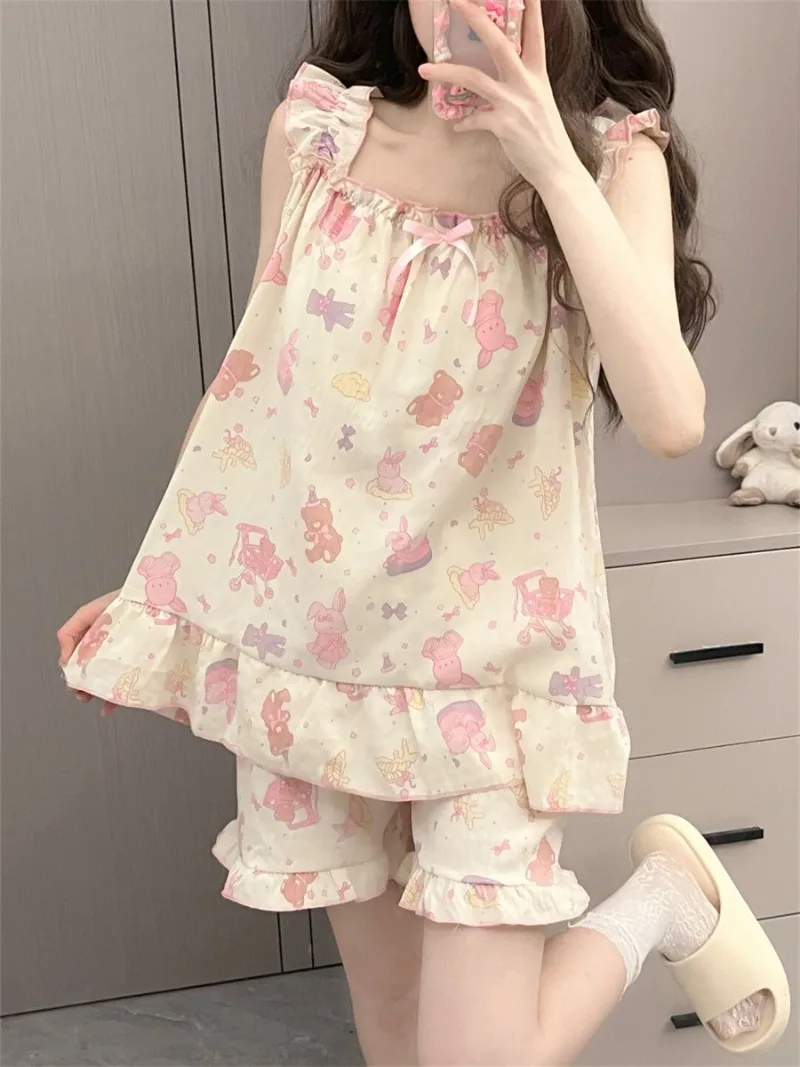 Casual All Match Pleated Square Collar Sleeveless Tank Tops Y2k Aesthetic Lady Cartoon Print Shorts Japanese Punk Girl Sleepwear
Casual All Match Pleated Square Collar Sleeveless Tank Tops Y2k Aesthetic Lady Cartoon Print Shorts Japanese Punk Girl Sleepwear