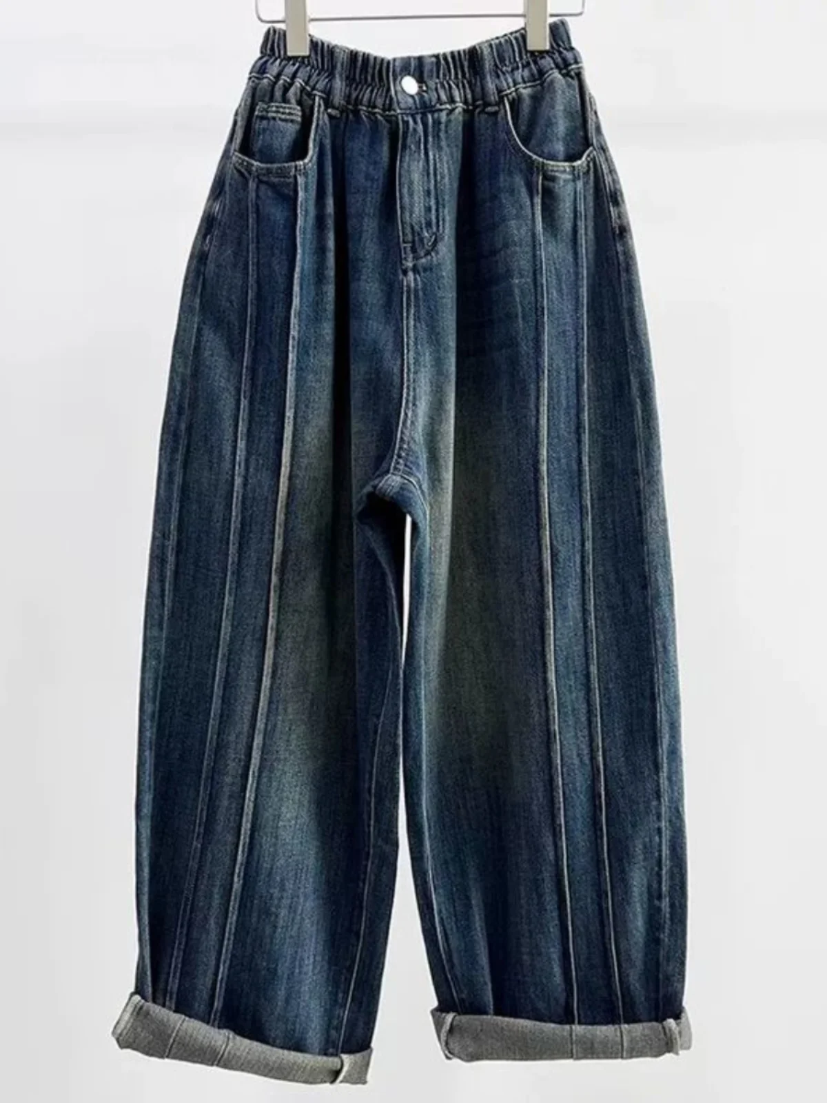 High Waist plus Size Mom Jeans Vertical Stripe Loose Slimming Dad Pants European Sle Long Straight Leg Trousers for Women
High Waist plus Size Mom Jeans Vertical Stripe Loose Slimming Dad Pants European Sle Long Straight Leg Trousers for Women