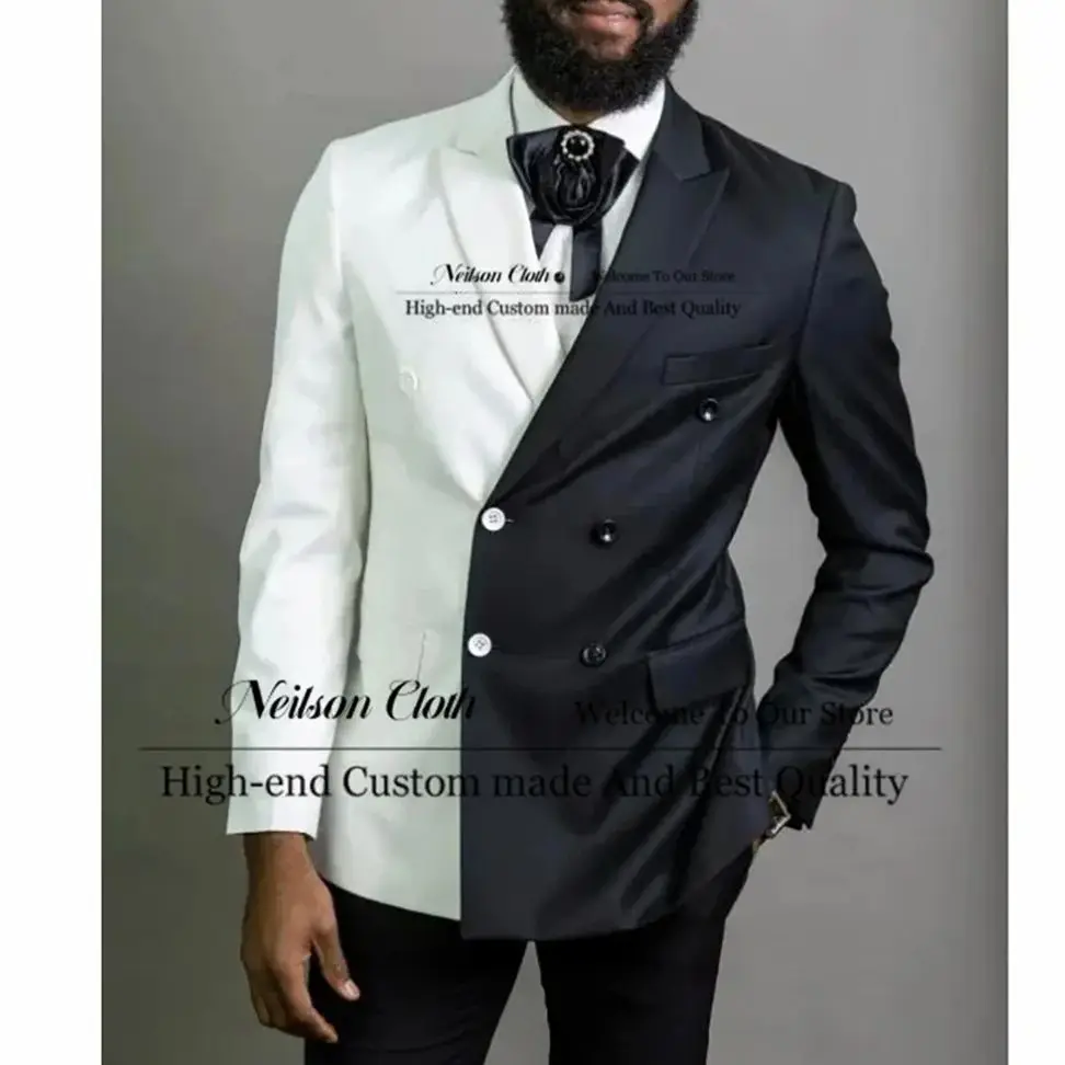 Business White and Black Male Prom Blazers 2 Pcs Sets Peaked Lapel Groom Wedding Tuxedos Slim Fit Double Breasted Costume Homme
Business White and Black Male Prom Blazers 2 Pcs Sets Peaked Lapel Groom Wedding Tuxedos Slim Fit Double Breasted Costume Homme