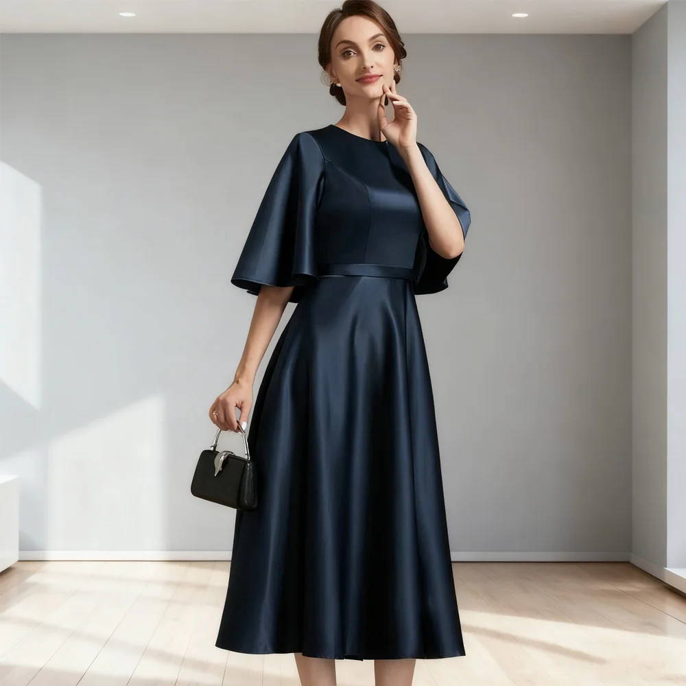 Scoop Half Sleeve Mother of Bride Dresses for Women 2025 Ankle Length Wedding Party Dresses Satin Zipper Back Robe De Soirée
Scoop Half Sleeve Mother of Bride Dresses for Women 2025 Ankle Length Wedding Party Dresses Satin Zipper Back Robe De Soirée