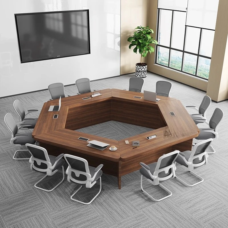 Large conference table and chair combination office panel computer desk training table modern
Large conference table and chair combination office panel computer desk training table modern