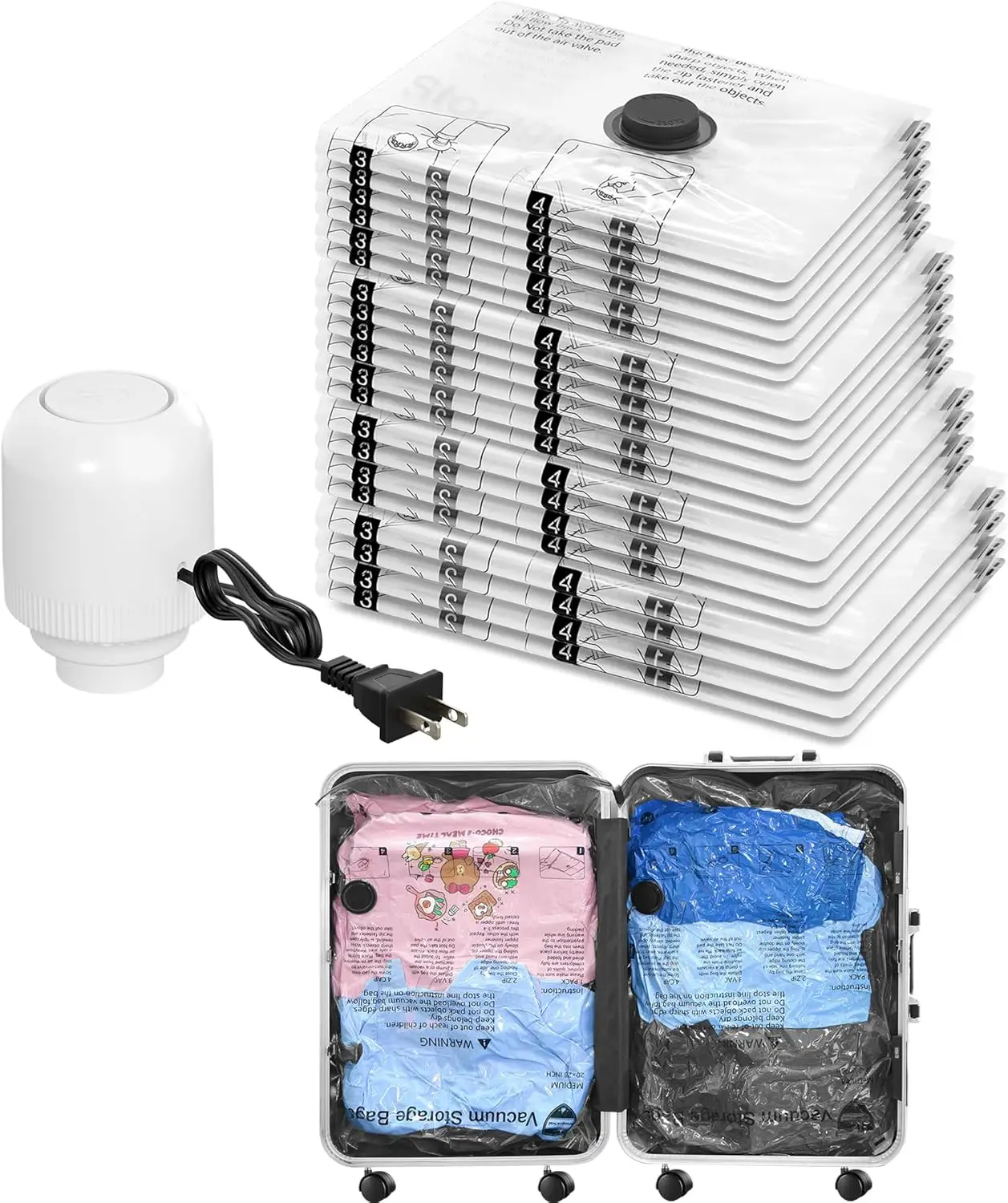 Space-Saver Vacuum Bags with Electric Pump, 20-Pack for Travel & Home Storage
Space-Saver Vacuum Bags with Electric Pump, 20-Pack for Travel & Home Storage