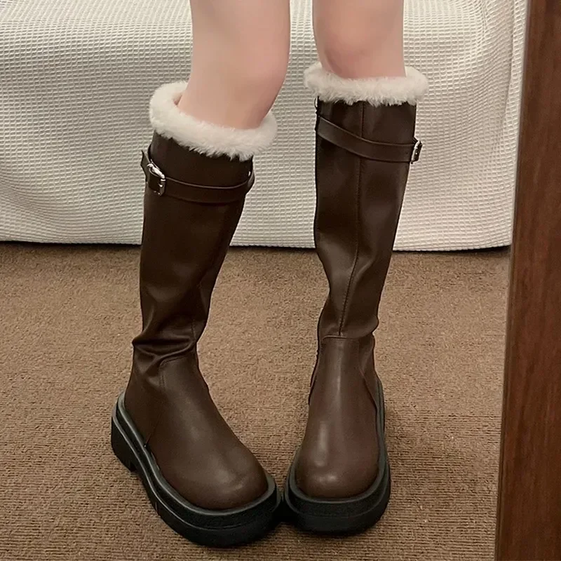 Chelsea Long Boots Women Fur Knee High Shoes New Winter Designer Warm Short Plush Motorcycle Boots Platform Flats Booties Femme
Chelsea Long Boots Women Fur Knee High Shoes New Winter Designer Warm Short Plush Motorcycle Boots Platform Flats Booties Femme