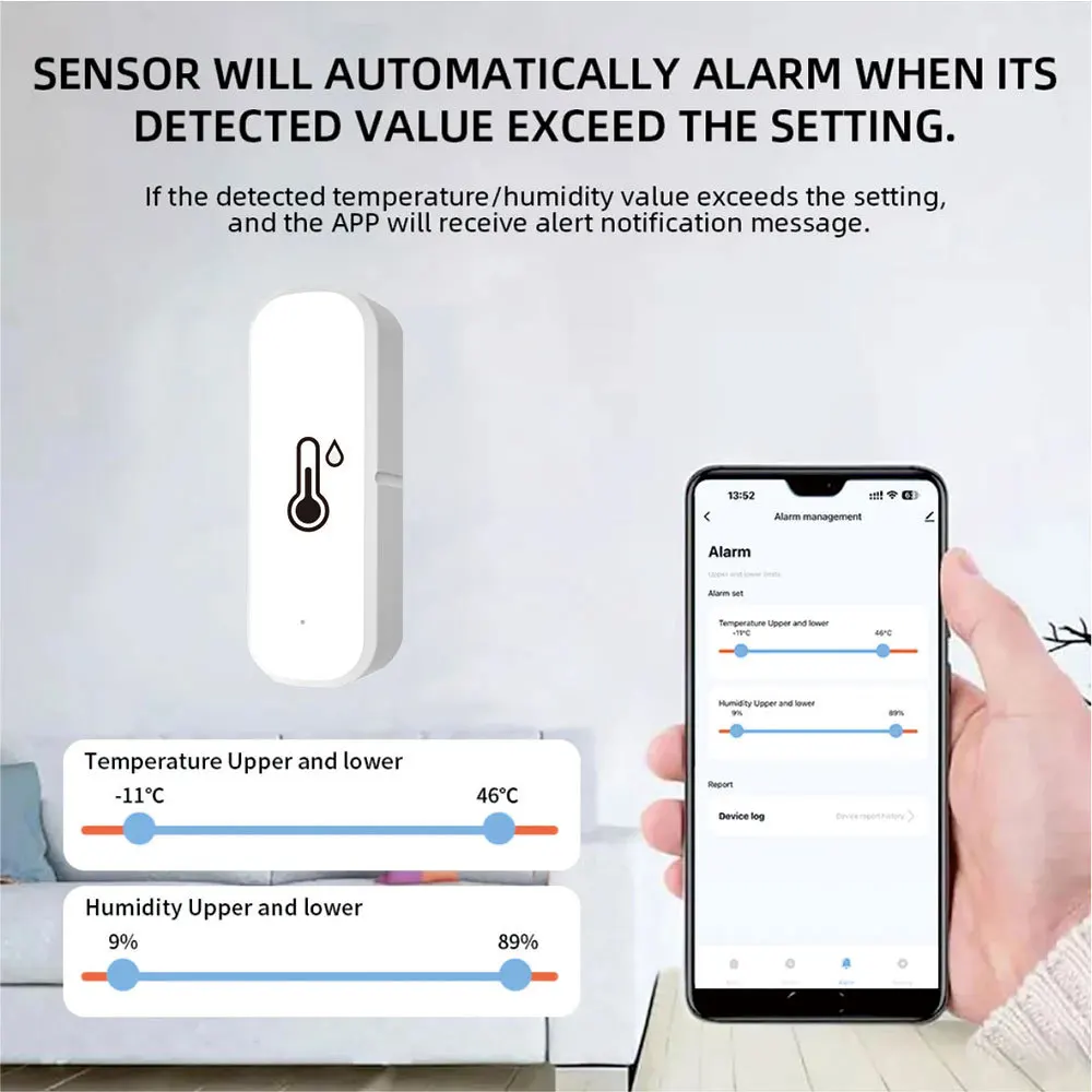 Умный датчик температуры и влажности Tuya BT, комнатный гигрометр, Bluetooth-совместимое приложение, дистанционное управление, работает с Alexa Google Home
Умный датчик температуры и влажности Tuya BT, комнатный гигрометр, Bluetooth-совместимое приложение, дистанционное управление, работает с Alexa Google Home
