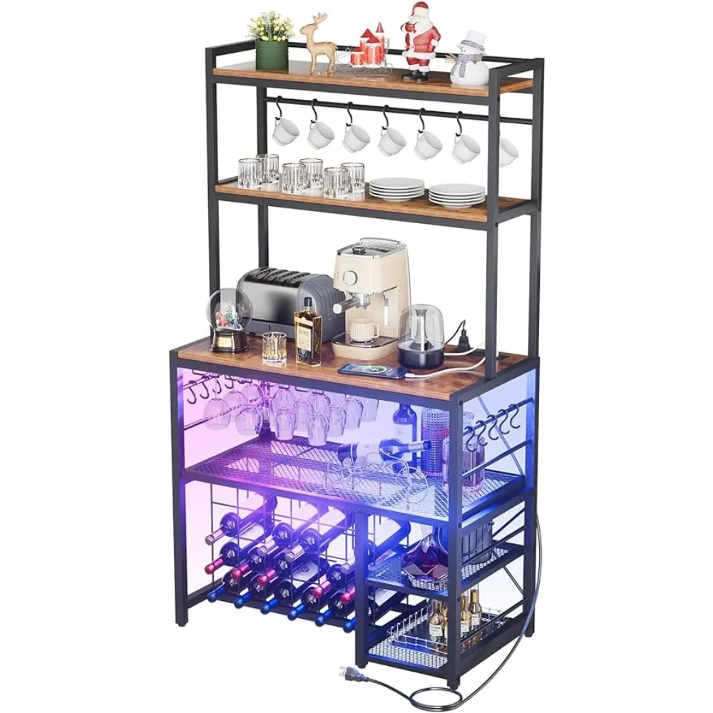 Wine Bar Cabinet With Outlet and LED Light Freestanding Floor Liquor Cabinet With Glass Holder Movable Storage Shelf Bottle Rack
Wine Bar Cabinet With Outlet and LED Light Freestanding Floor Liquor Cabinet With Glass Holder Movable Storage Shelf Bottle Rack