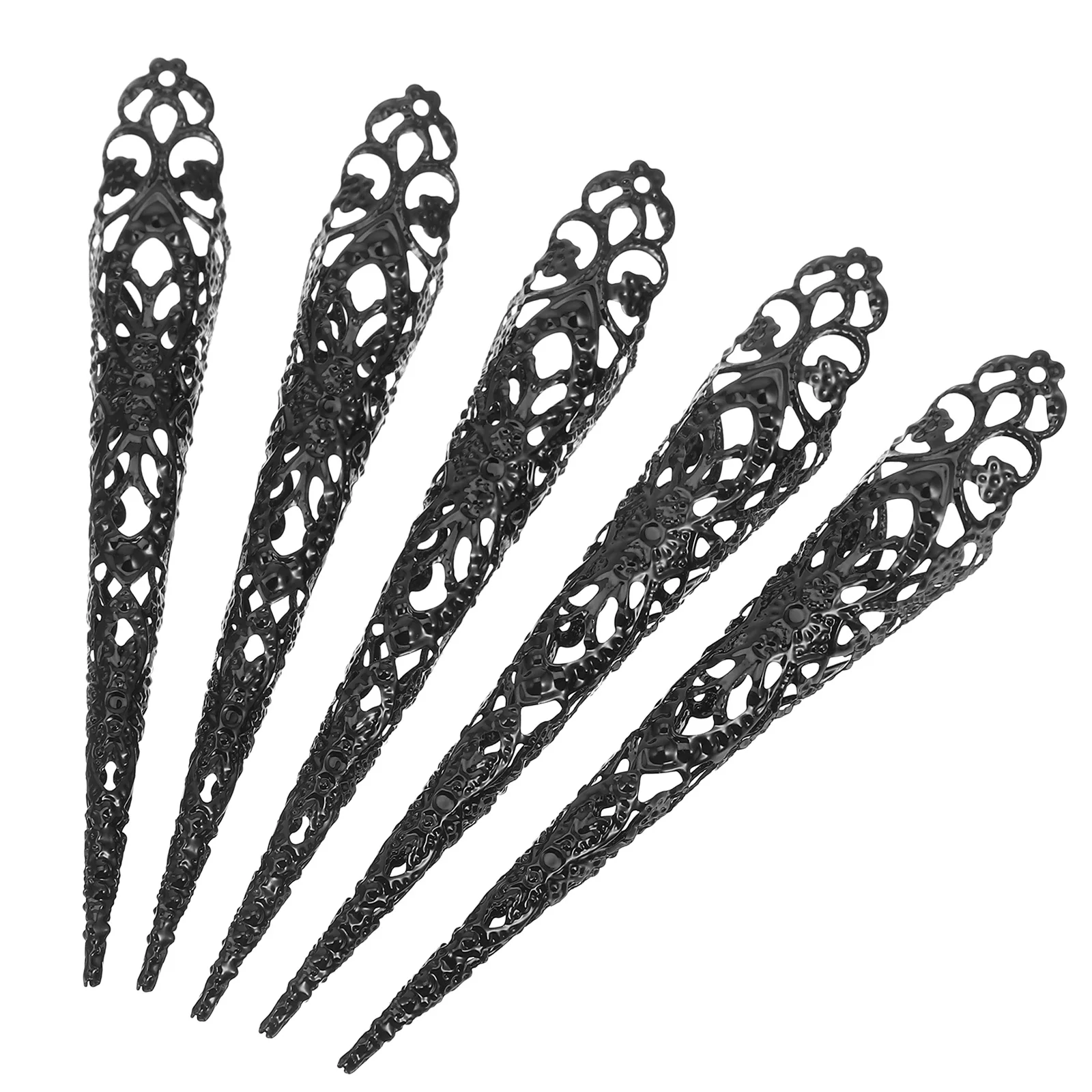 5 pcs Black Metal Fingertip Claw Rings 12cm Hollow Design Press On Nails Halloween Costume Accessories NailArt Tools
5 pcs Black Metal Fingertip Claw Rings 12cm Hollow Design Press On Nails Halloween Costume Accessories NailArt Tools
