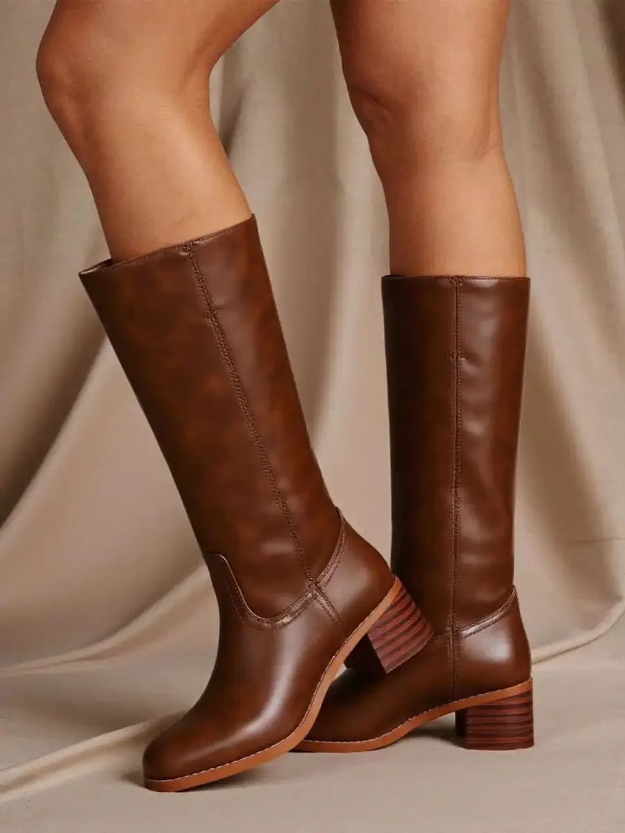 Knee High Boots For Women Square Toe Chunky Block Heel Pull On Riding Boots Autumn Casual
Knee High Boots For Women Square Toe Chunky Block Heel Pull On Riding Boots Autumn Casual