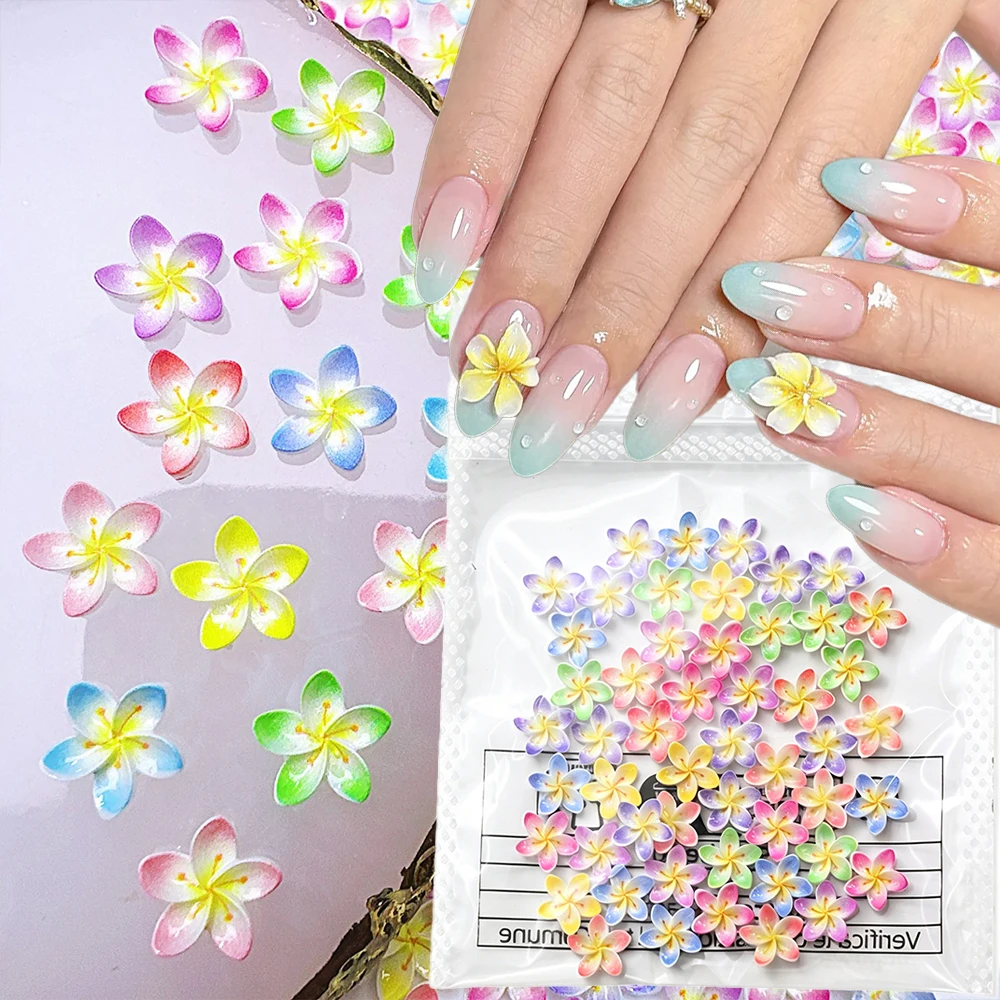 50Pcs Colorful Frangipani Creative Resin Flowers Nail Charms 3D Gradient Five Petal Floral Summer Nail Parts 10x10mm Nail Decora
50Pcs Colorful Frangipani Creative Resin Flowers Nail Charms 3D Gradient Five Petal Floral Summer Nail Parts 10x10mm Nail Decora