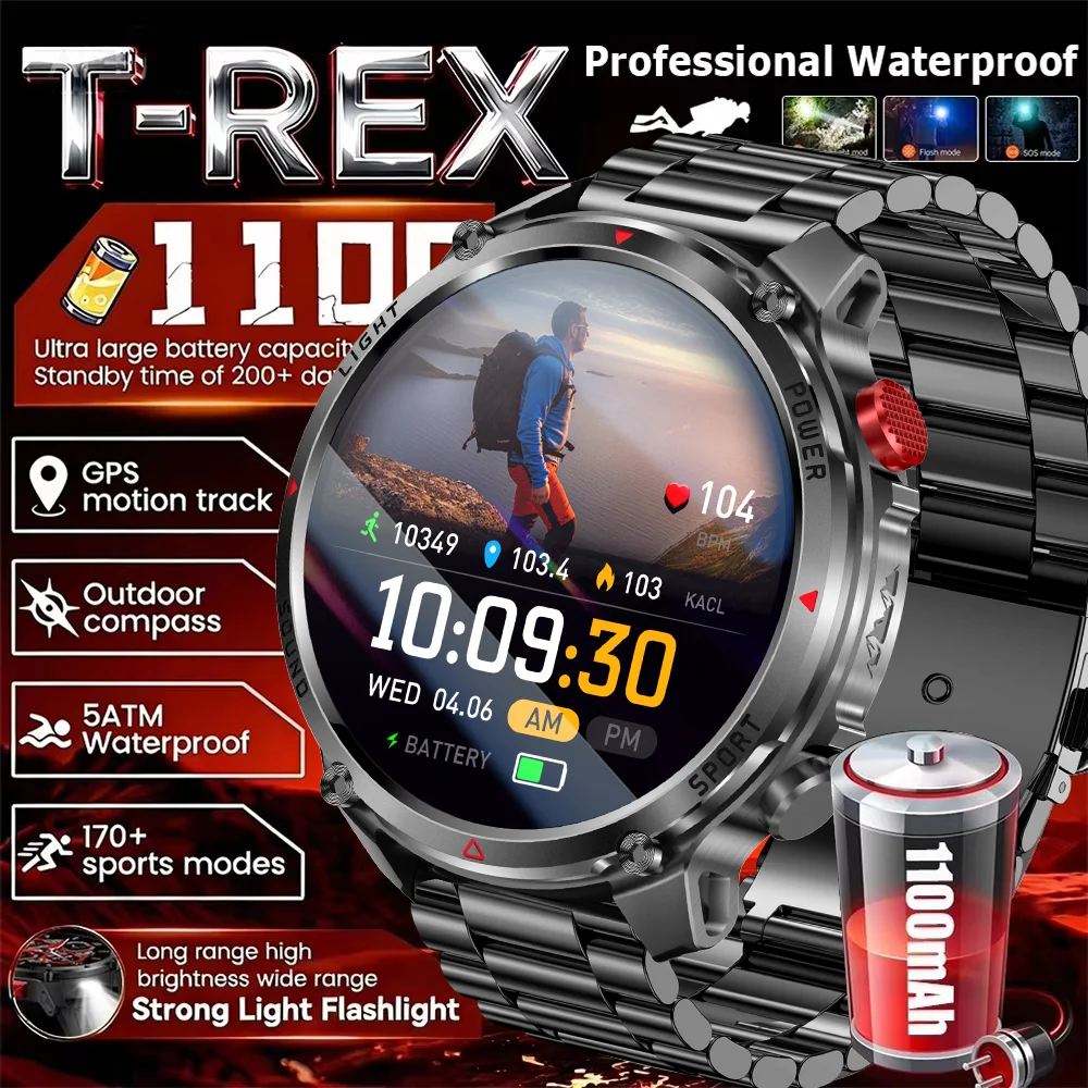 2026 Edition Military Outdoor Sports Smartwatch 1.7-inch AMOLED screen 1100 mAh battery LED flashlight Bluetooth call Waterproof
2026 Edition Military Outdoor Sports Smartwatch 1.7-inch AMOLED screen 1100 mAh battery LED flashlight Bluetooth call Waterproof