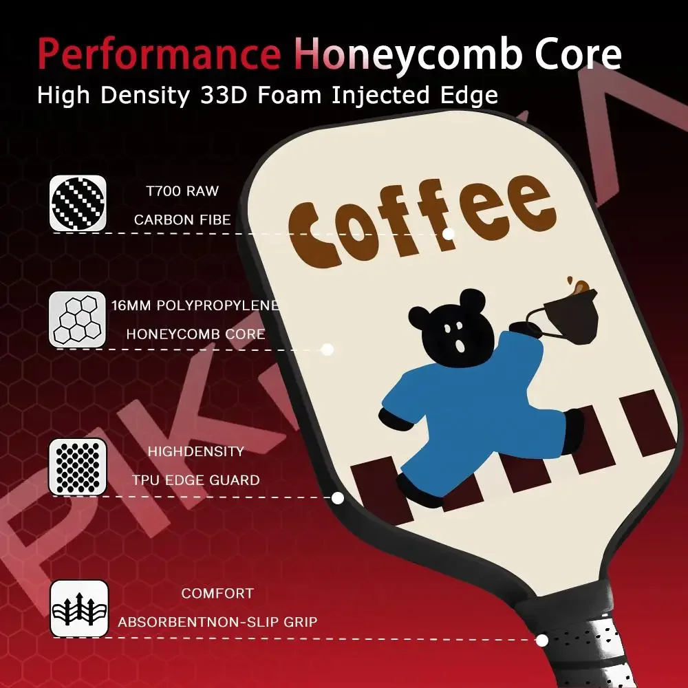 Pickleball Paddle T700 Carbon Fiber Paddle Set Thermoformed 16MM Honeycomb Core with Bag and Grip Tape Creative Coffee
Pickleball Paddle T700 Carbon Fiber Paddle Set Thermoformed 16MM Honeycomb Core with Bag and Grip Tape Creative Coffee