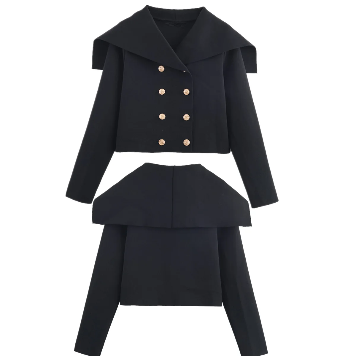 Dave&Di Woman Clothes Cardigan Spring Navy Color Knitted Sweater Golden Double-breasted Short Blazer Suit Jacket Women Tops
Dave&Di Woman Clothes Cardigan Spring Navy Color Knitted Sweater Golden Double-breasted Short Blazer Suit Jacket Women Tops